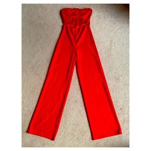 Red Strapless Jumpsuit